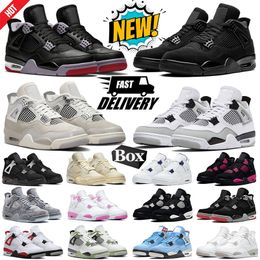 With box black cat 4s basketball shoes men women pink mens trainers womens outdoor sport sneaker have size 36-47