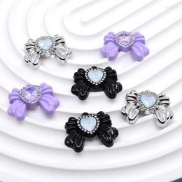 Charms 3pcs Princess Bow Tie Crystal Hearts Alloy Bowknot Love Earring Keychain Pendant Accessory Diy Jewellery