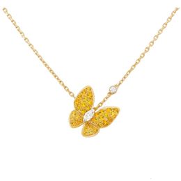 Van-Clef & Arpes Necklace Designer Women Original Quality Four Clover Necklaces Female Steel Lucky Grass Clavicle Diamond Necklaces Gold Tennis Chain
