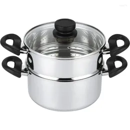 Double Boilers 3 Piece Heavy Duty Stainless Steel Steamer Pot Set Includes Quart Cooking 2 Insert And Vented Glass Lid