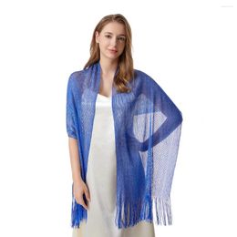 Scarves Gold Or Silver Thread Tassel Scarf Shawl For Women Luxury Glitter Ladies' Fashionable Simple Party Shawls 160 45cm