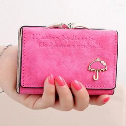 Wallets Women Carteira Umbrella Scrub Leather Clutch Trifold Wallet Money Bag Holder Purse Small Female Short S