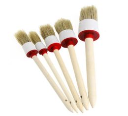 New Arrival Car Cleaning Tools 5Pcs Soft Car Detailing Brushes for Cleaning Dash Trim Seats Wheels Wood Handle6463213