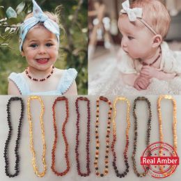 Necklaces Fashion 15 Colors Amber Teething Bracelet/Necklace for Baby Natural Genuine Ambers High End Jewelry Irregular Amber Beads Gifts