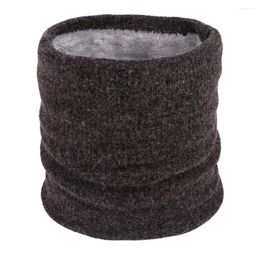 Scarves 2024 Winter Knitted Scarf Thicken Wool Fur Cashmere Snood Neck Warmer Outdoor Ski Mask Windproof Ring