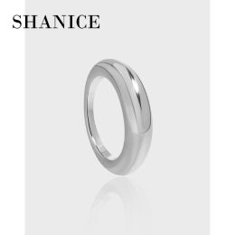 Rings SHANICE S925 sterling silver ring for Women Simple Personality Golden Silver Colour Smooth Arc Geometric Ring Gift anillos