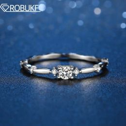 Rings 0.1CT Moissanite Engagement Ring For Women 925 Sterling Sliver 18k White Gold Plated With GRA Certisfied Diamond Fine Jewelry