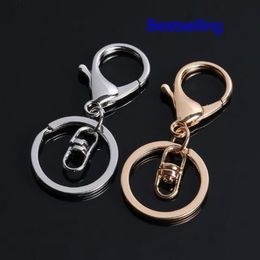 50pcs Lot 30mm multi colors Key Chains Key Rings accessories Round gold silver color Lobster Clasp Keychain2383