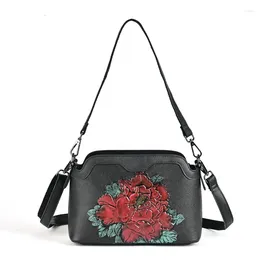 Evening Bags Stylish Small Leather Crossbody Shoulder Bag For Women Embossed Floral Design