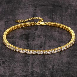 Anklets Hip Hop 3-4mm 3a Zircontennis Chain for Women Rose Plated Cubic Zirconia Link Feet Birthday Valentines Gift