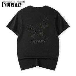 Men's T-Shirts Lyprerazy Men Chinese Style Butterfly Embroidery Short-sleeved T-shirt Summer Loose Cotton Tees Q240220