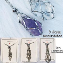 Pendant Necklaces Silver Colour Crystal Holder Cage Necklace Gold Stainless Steel Chain Accessories Interchangeable