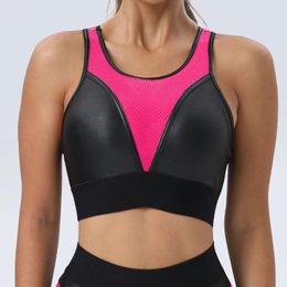 Yoga Outfit Sexy Mesh Patchwork Sport Bra Women's Underwear Sportswear Jogging Top With Cups Ladies Gym Fitness Training Active