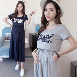 Supplies Maternity Nursing Dresses Fashion Short Sleeve Breastfeeding Tops Mid Long Thin Summer Mother Dress Skirt For Pregnant