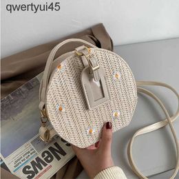 Shoulder Bags Round Straw Bag Women Woven Beac Crossbody Bag for Ladies Cute Soulder Raan andmade Knied Candy Colour Small andbag BolsaH24220