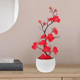 Decorative Flowers Artificial Potted Plant Decor Centerpiece Table Decorations With Stems Fake Plants Bonsai Wintersweet Plum