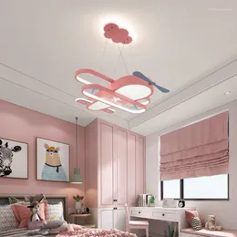 Chandeliers Cartoon Aeroplane Lmaps Children's Room Chandelier Nordic Creative Boy Girl Bedroom Baby Princess Decor Lamp