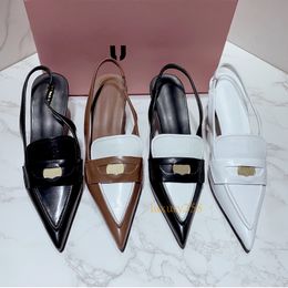 Designer coins pointed slingback sandals kitten heel fashion women luxury dress shoes wine glass heel retro college style pumps with box