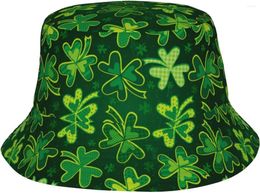 Berets St. Patrick's Day Cute Lucky Shamrock Bucket Hat Summer Travel Beach Sun For Women Men Adults