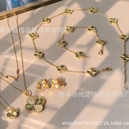 Van Clover High Clover Bracelet Laser Five Flower Gold Necklace Womens Full Set Live Broadcast