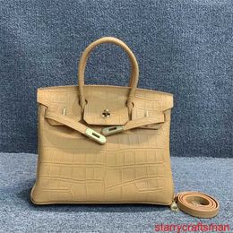 Genuine Leather Bags Trusted Luxury Handbag on the Essence of the Bag Welfare Genuine Leather Womens Bag Head Layer Crocodile Pattern Cowhide Womens Ha with LOGO HBXU