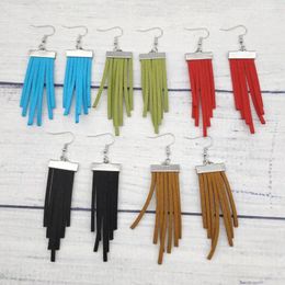 Dangle Earrings Boho Native Inspires Vegan Suede Fringe 2024 Fall Style Simple Black Tassel Women Jewelry Wholesale