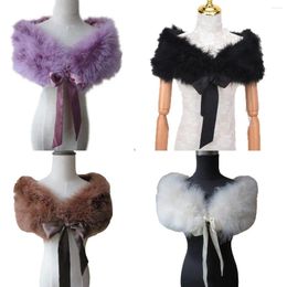 Scarves Genuine Marbou Fur Real Ostrich Feather Shrug Shawls Wraps Cape Bride Wedding Accessories For Women