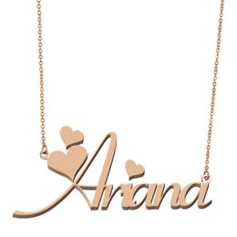 Ariana Name Necklace Pendant for Women Girls Birthday Gift Custom Nameplate Kids Best Friends Jewelry 18k Gold Plated Stainless Steel