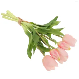 Decorative Flowers Plant Decor Tulips Holding Bouquet Fake Flower Adorn Simulation Ornament Hand Simulated Household Arrangement Bride