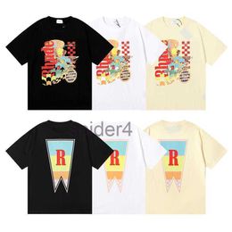 Designer Fashion Clothing Tees Hip Hop Tshirts Rhude Beauty Vision Pursues Pleasure Joyride Print Summer Round Neck Loose Tshirt Men Streetwear Tops Sportswea LGVK