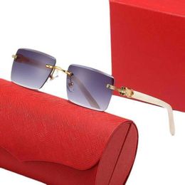 Cartie sunglasses designer for men and women new fashion trend sports casual frameless rectangular diamond glasses frame with box glasses case NO5