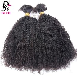 Afro Kinky Curly Brazilian Human Hair Bulk For Braiding No Weft for Women Natural Black Colour 100g one bundle