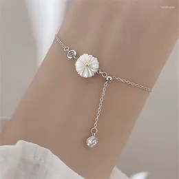 Charm Bracelets S925 Silver Plated Daisy Flower Bracelet&Bangle For Women Elegant Party Wedding Jewelry Gift Sl123