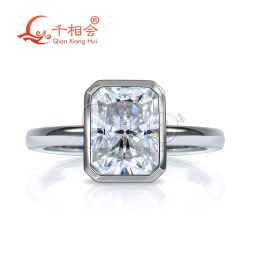Rings 7*9mm 3ct radiant Bezel Setting Ring Band 925 Sterling Silver white colors Moissanite Diamond Ring Jewelry gift dating wedding