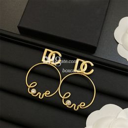 Charming Circle Pendant Earrings Dangles Letter Plated Diamond Earrings Eardrops Jewellery With Gift Box