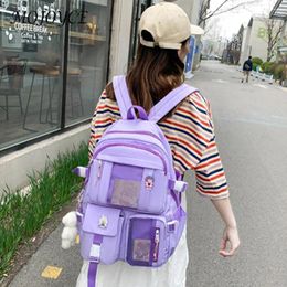 School Bags Vintage Preppy Style Women Patchwork Pure Colour Backpack Leisure Students Large Knapsacks Fashion Handbags