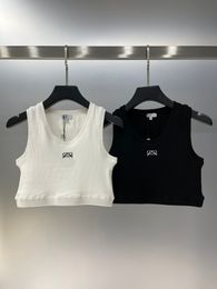 Embroidery Logo Tank Top Summer woman t shirt Comfortable and cool in summer sexy Our store sells well Knitted vest Long and short styles White and black all have