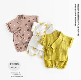 Clothing Sets Born Japanese Baby Kimono Tracksuit Cartoon Pants Tops Kids Boy Print Cotton Set Child Infant Clothes