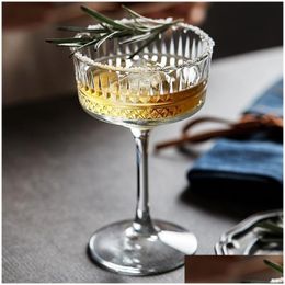 Wine Glasses 2 Pcs Vintage Engraving Wedding Party Champagne Coupes Martini Goblet Glass Cocktail Ice Cream Dessert Cups Glasre Ghn Dhlms