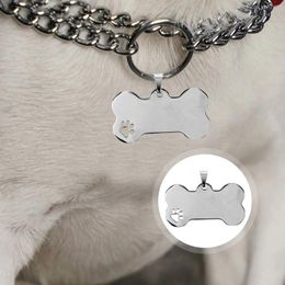 Dog Collars 10pcs Blank Tags Pet ID Stainless Steel Cute Bone Shape Collar Tag