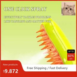 Dog Apparel HSQX Cat Grooming Comb With Electric Spray Water Soft Silicone Depilation Brush Kitten Pet Bath Supplies