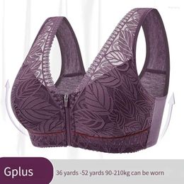 Yoga Outfit S-6XL Sports Bra Cotton Cups Front Zipper Underwear Breathable Women No Steel Ring Tank Top Lace Large Size