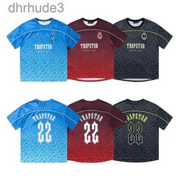 European and American Fashion Brand Trapstar Jersey No. Letter Gradient Blue T-shirt Loose Sports Casual Short Sleeve Summer QX31