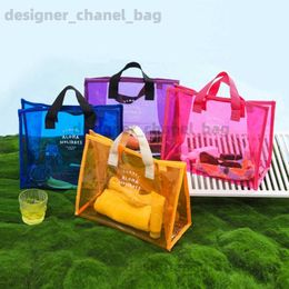 Totes Trendy Summer Large Jelly Handbag Women Hot Pink Transparent Vinyl Beach Tote Shopper Bag Ladies Waterproof Clear PVC T240220