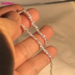 Link Bracelets Arrival 925 Sterling Silver Sparkling Bracelet Simple Style Chains Design Bangles Female Women Fashion Fine Jewellery