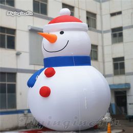 wholesale Outdoor Giant Christmas Inflatable Snowman 8mH (26ft) with blower Cute Cartoon Figure White Air Blown Snowman Model Balloon For Winter