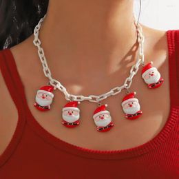 Chains Gift Box Christmas Acrylic Necklace Bell Santa Xmas Clavicle Chain Tree Gingerbread Man Cartoon Pendant Girl