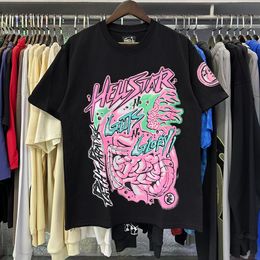 Tasarımcı Gömlek Erkek Tişörtleri Kısa Kollu Tee Erkek Kadın Sokak Giyim Hip Hop Moda Tişört Cehennem Yıldız Hellstar Kısa Moda Üstler Mans Rahat Sandık Leter Gömlek