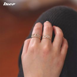 Rings Luer Custom Name Rings/zircons Jewellery Nameplate Rings/women Letters Initial Rings/ Full Zirconia Micro Pave Band Handmade Gift