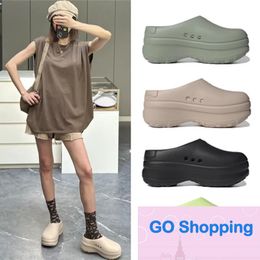 New Slippers Women's Thick Bottom Ins Lightweight Height Increasing Non-Slip Solid Color Simple Muffin Half Slippers Hole Shoes Men's Shoes